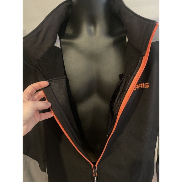 Polaris Racing Men's Softshell Jacket Warm Winter Black Orange Snowmobile XXL‎ - Picture 7 of 7